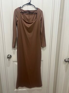 wild fable Long Sleeve Brown Maxi Dress